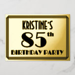 [ Thumbnail: 85th Birthday Party — Art Deco Look “85” + Name Invitation ]