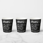 [ Thumbnail: 85th Birthday Party: Art Deco Style + Custom Name Paper Cups ]