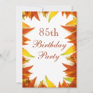 85th Birthday Party Autumn/Fall Leaves Invitation