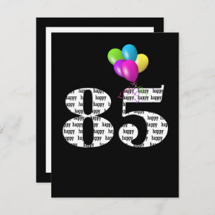 85th Birthday Party Balloons On Black Holiday Card