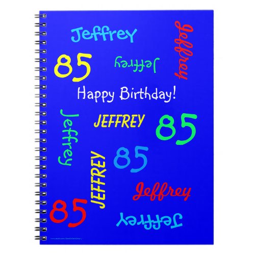 85th Birthday Party Blue Guest Book Repeat Names  Notebook