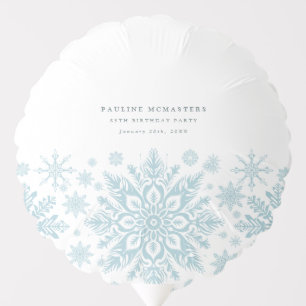 85th Birthday Party Blue White Snowflake Custom Balloon
