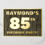 [ Thumbnail: 85th Birthday Party: Bold, Faux Wood Grain Pattern Invitation ]