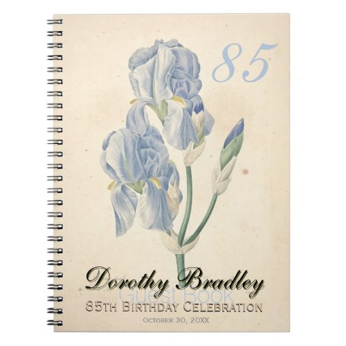 85th Birthday Party Botanical Irises Guest Book