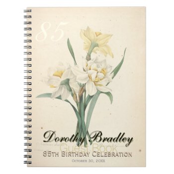 85th Birthday Party Botanical Narcissus Guest Book by PBsecretgarden at Zazzle