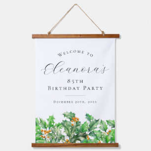 85th Birthday Party December Birth Flower Welcome Hanging Tapestry