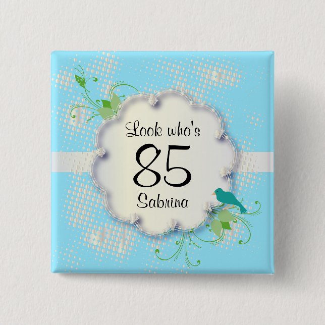 85th Birthday Party | DIY Text Button (Front)
