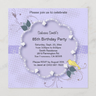 85th Birthday Party DIY Text Invitation
