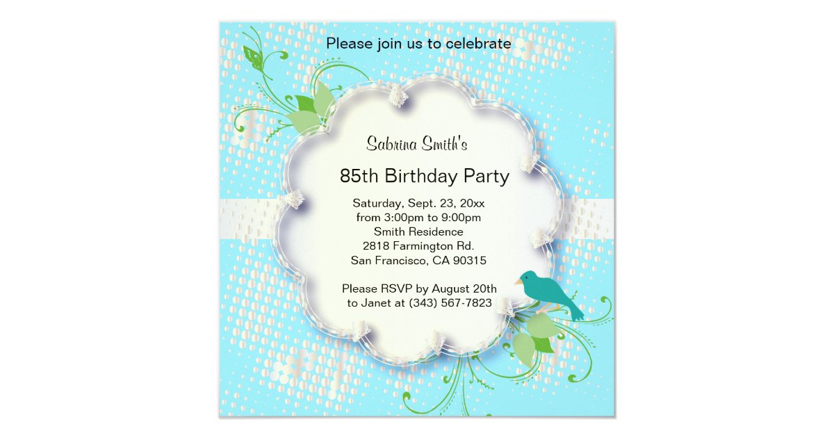 85th Birthday Party DIY Text Invitation Zazzle 85th-birthday-party-diy-text-invitation-zazzle