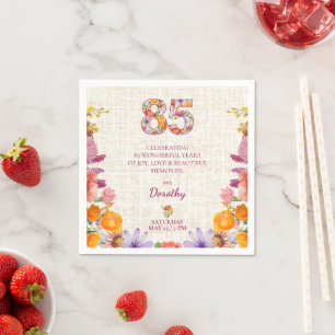 85th Birthday Party - Elegant Floral Number 85 Napkins
