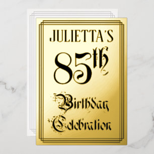 85th Birthday Party — Elegant Script + Custom Name Foil Invitation