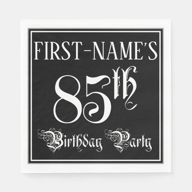 85th Birthday Party — Fancy Script + Custom Name Napkins (Front)