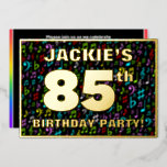 [ Thumbnail: 85th Birthday Party — Fun, Colorful Music Symbols Invitation ]