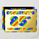 [ Thumbnail: 85th Birthday Party — Fun, Rainbow Spectrum “85” Invitation ]