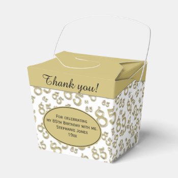 85th Birthday Party Gold/white Number Pattern Favor Boxes by NancyTrippPhotoGifts at Zazzle