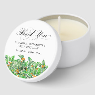 85th Birthday Party Holly Berry Mini Candle Favors