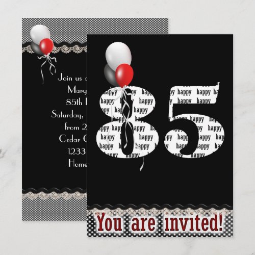 85th Birthday Party Invitation