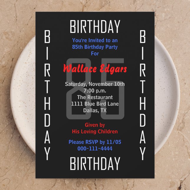 85th Birthday Party Invitation 85 (Creator Uploaded)