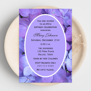 85th Birthday Party Invitation Hydrangea