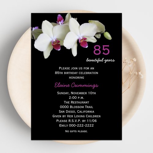 85th Birthday Party Invitation -- Orchids