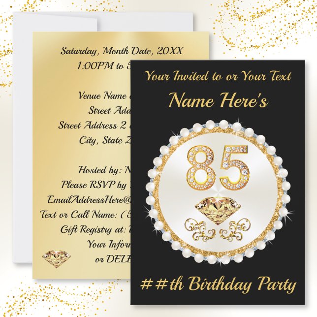 85th Birthday Party Invitations, Personalized Invitation (Invitations for 85th birthday party. 85th birthday party ideas for grandma. 85th birthday ideas. Mom)