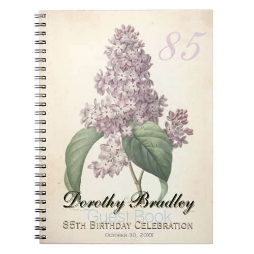 85th Birthday Party Lilac Custom Guest Book