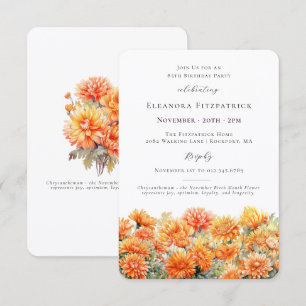 85th Birthday Party November Birth Month Flower Invitation