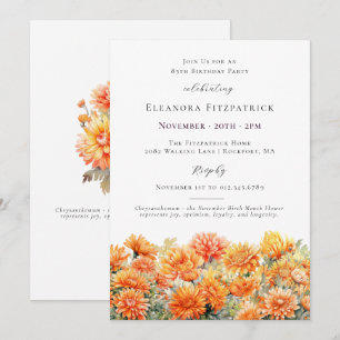 85th Birthday Party November Birth Month Flower Invitation