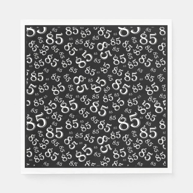 85th Birthday Party Number Pattern Black/White Napkins (Front)