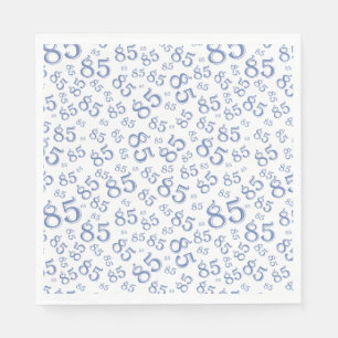 85th Birthday Party Number Pattern Blue/White Napkins