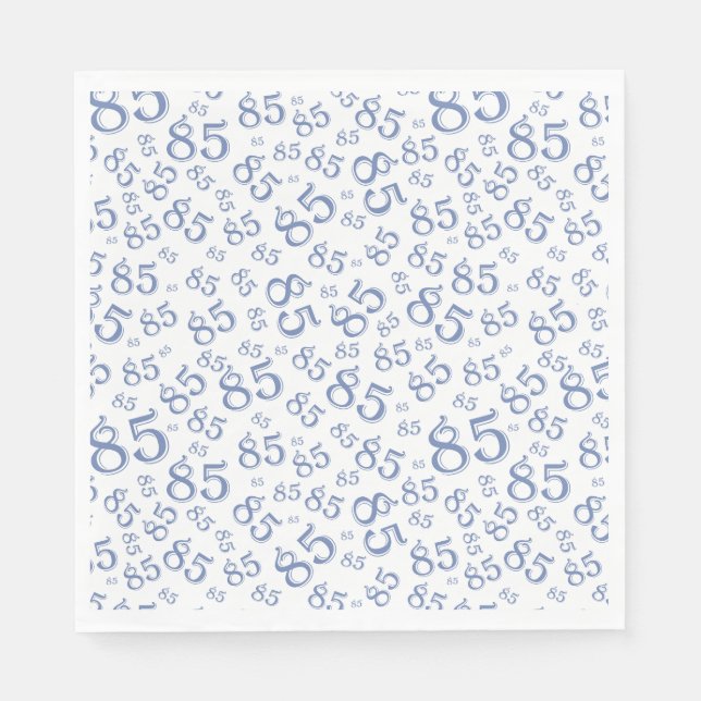 85th Birthday Party Number Pattern Blue/White Napkins (Front)