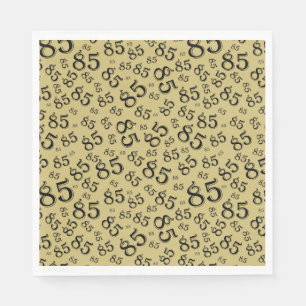 85th Birthday Party Number Pattern Gold/Back Napkins