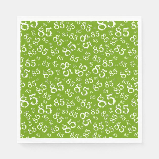 85th Birthday Party Number Pattern Green/White Napkins (Front)