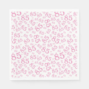 85th Birthday Party Number Pattern Pink/White Napkins