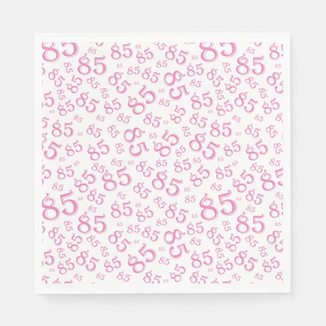 85th Birthday Party Number Pattern Pink/White Napkins (Front)
