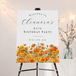 85th Birthday Party October  Birth Flower Welcome Foam Board
