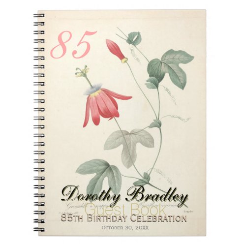 85th Birthday Party Passiflora Custom Guest Book