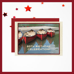 85th Birthday Party, Red Canoes, Reflection Invitation