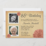 85th Birthday Party Rustic Daisy 2 Photo Invites at Zazzle