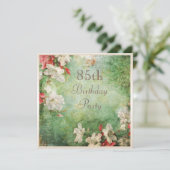 85th Birthday Party Shabby Chic Hibiscus Flowers Invitation (Standing Front)