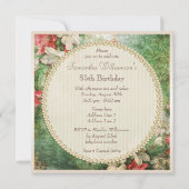 85th Birthday Party Shabby Chic Hibiscus Flowers Invitation (Back)