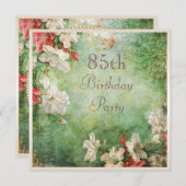 85th Birthday Party Shabby Chic Hibiscus Flowers Invitation (Front/Back)