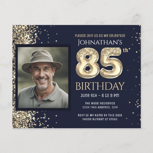 85th Birthday Photo Gold Balloon Paper Sheet