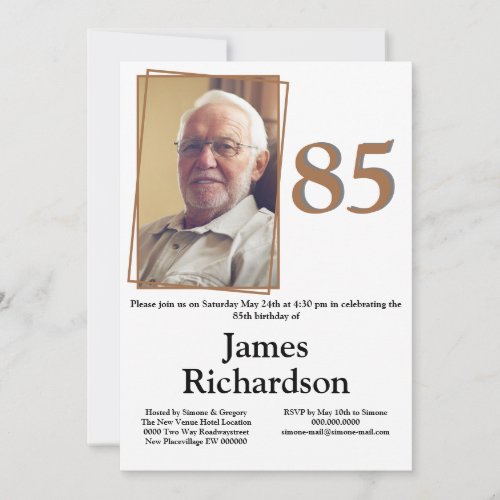 85th Birthday photo simple minimal modern Invitation