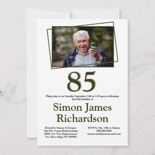 85th Birthday photo simple minimal modern trendy Invitation
