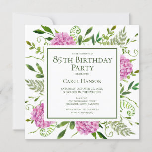 85th Birthday Pink Hydrangeas Card Request