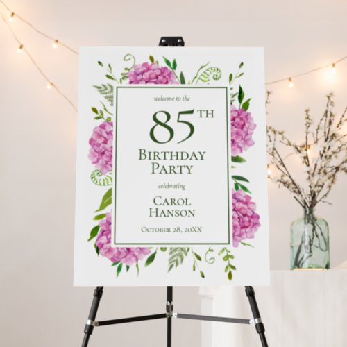 85th Birthday Pink Hydrangeas Foam Board