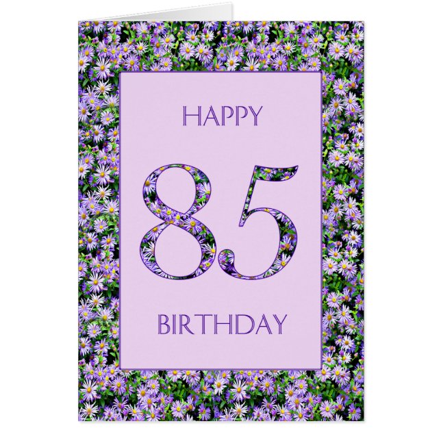85th Birthday Purple Daisies Cards (Front)