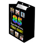 [ Thumbnail: 85th Birthday: Rainbow “85“, Custom Photos & Name Gift Bag ]