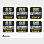 [ Thumbnail: 85th Birthday: Rainbow “85”; Custom Photos & Name Sticker ]